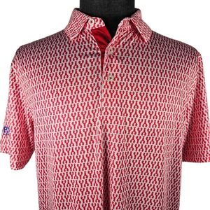 Maelreg Lobster Print Men's Poly Blend Golf Polo Casual Sport Size M